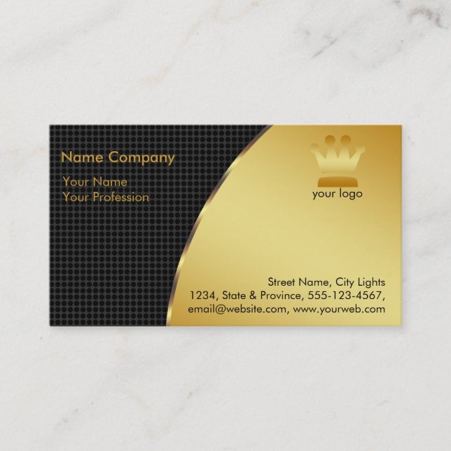 Tarjeta De Visita Relieve metalizado dorado Retro Crown logo Servici (Anverso)
