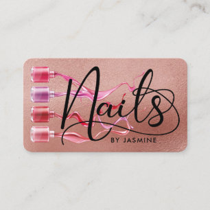 Tarjeta De Visita Relieve metalizado dorado Rosa de las uñas de la 