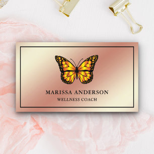 Tarjeta De Visita Relieve metalizado dorado Rosa Elegante Naranja Mo