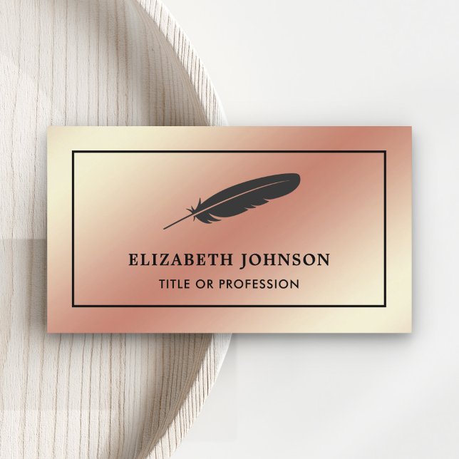 Tarjeta De Visita Relieve metalizado dorado Rosa Pluma de plumas neg (Subido por el creador)
