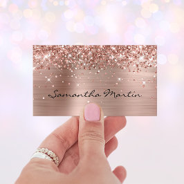 Tarjeta De Visita Relieve metalizado dorado Rosa Purpurinoso