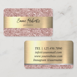 Tarjeta De Visita Relieve metalizado dorado Rosa Rústico Faux Modern