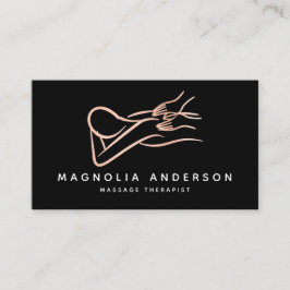 Tarjeta De Visita Relieve metalizado dorado Rosa Terapista de Masaje