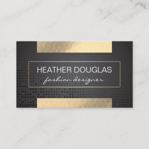 Tarjeta De Visita Relieve metalizado dorado Shine   Patrón triangula