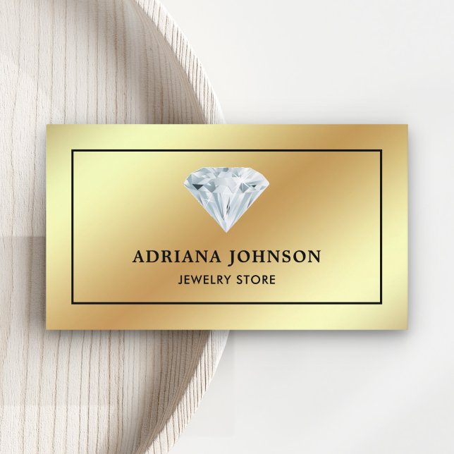 Tarjeta De Visita Relieve metalizado dorado Solitaire Diamond Jewelr (Subido por el creador)