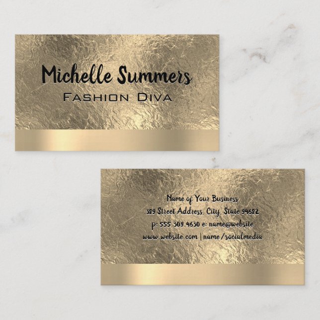 Tarjeta De Visita Relieve metalizado dorado Textura Fondo metálico (Anverso / Reverso)