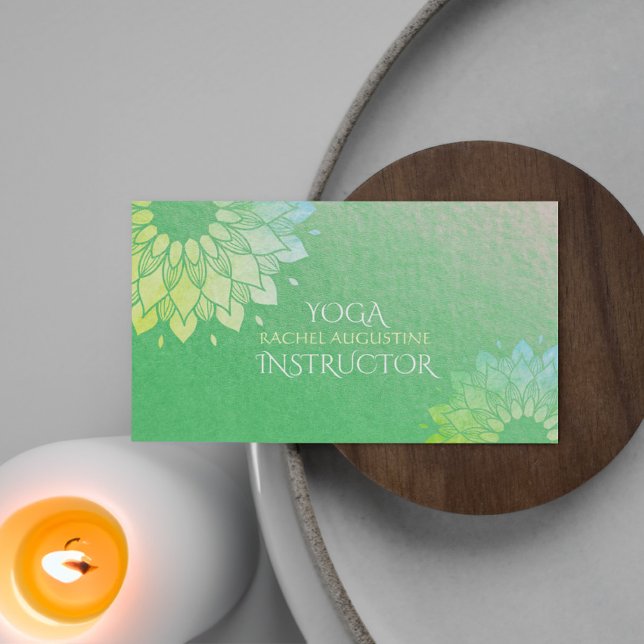 Tarjeta De Visita Relieve metalizado dorado verde Mandala (Subido por el creador)