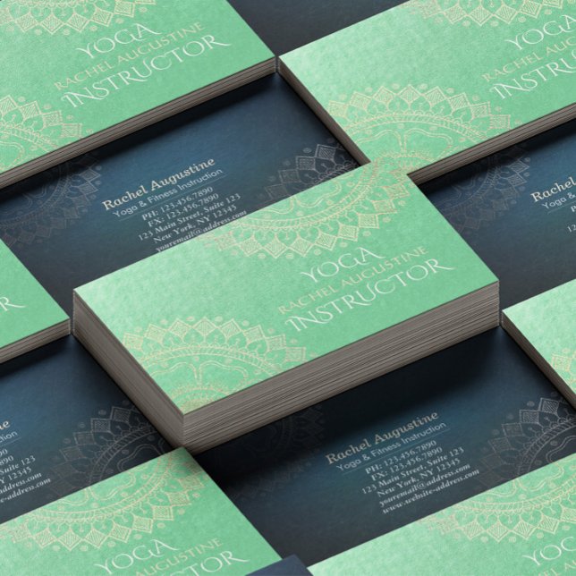 Tarjeta De Visita Relieve metalizado dorado verde Mandala (Subido por el creador)