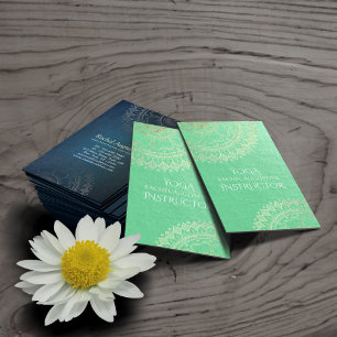 Tarjeta De Visita Relieve metalizado dorado verde Mandala