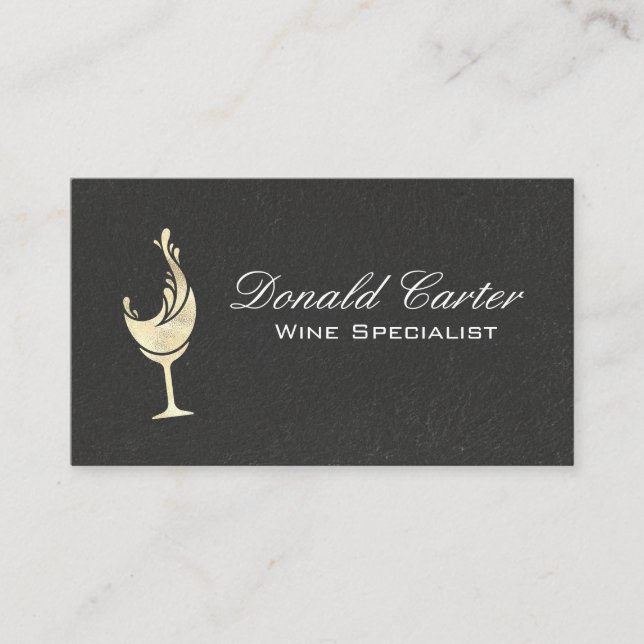 Tarjeta De Visita Relieve metalizado dorado Wine Splash | Mármol de  (Anverso)