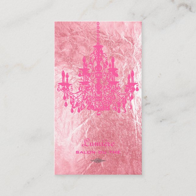 Tarjeta De Visita Relieve metalizado falso/candelabro rosa + blanco  (Anverso)