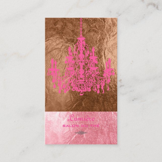 Tarjeta De Visita Relieve metalizado falso/candelabro rosa + blanco  (Anverso)
