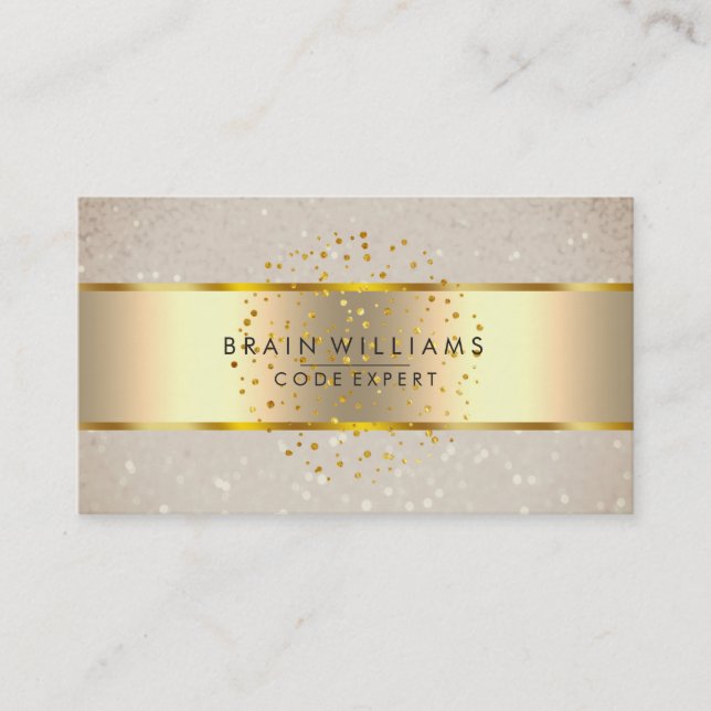 Tarjeta De Visita Relieve metalizado Faux de oro Web Profesional Min (Anverso)