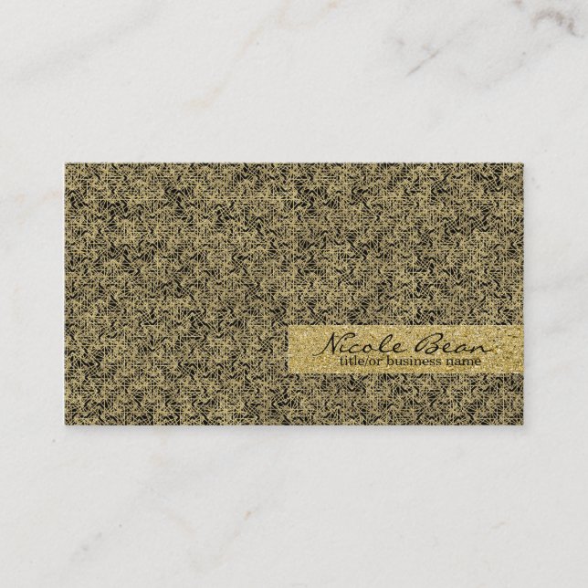 Tarjeta De Visita Relieve metalizado Faux Gold Diseño Moderno Glamou (Anverso)