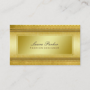 Tarjeta De Visita Relieve metalizado Faux Gold Moda Elegante Chevron