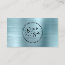 Tarjeta De Visita Relieve metalizado Faux Light Blue Ombre con logot