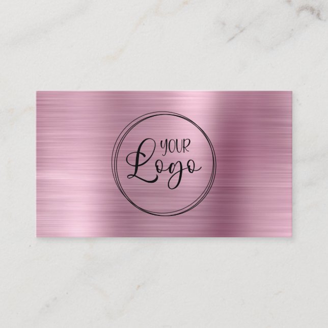 Tarjeta De Visita Relieve metalizado Faux Light Pink Ombre con logot (Anverso)