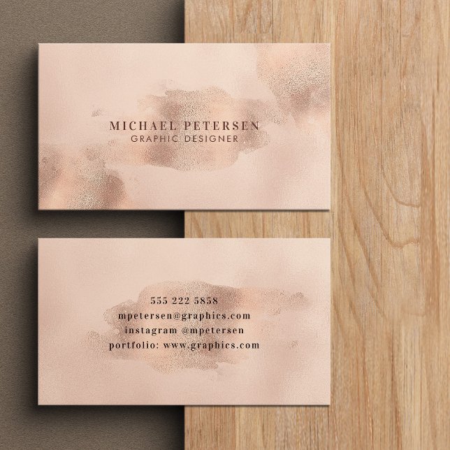 Tarjeta De Visita Relieve metalizado Faux Rosa Gold Copper | Diseñad (Subido por el creador)