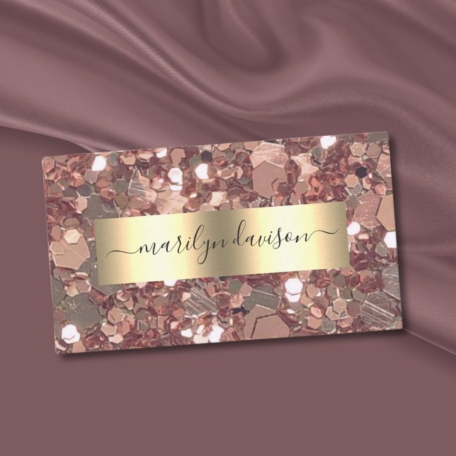 Tarjeta De Visita Relieve metalizado Glam Rosa Gold Purpurina (Subido por el creador)
