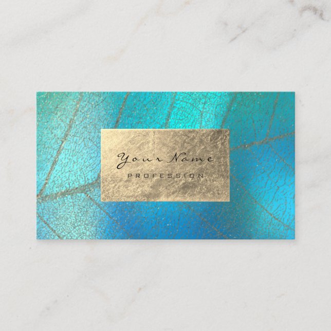 Tarjeta De Visita Relieve metalizado Gold Tiffany Aqua Sepia Delicad (Anverso)