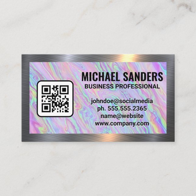 Tarjeta De Visita Relieve metalizado holográfico irlandés Pastel | B (Anverso)