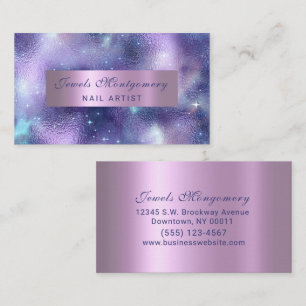 Tarjeta De Visita Relieve metalizado Lavendar Verde azulado Galaxy m