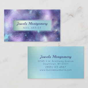 Tarjeta De Visita Relieve metalizado Lavendar Verde azulado Galaxy m