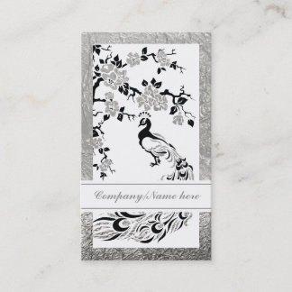 Tarjeta De Visita Relieve metalizado negro falso plateado pavo real