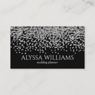 Tarjeta De Visita Relieve metalizado plateado Confetti Purpurina neg