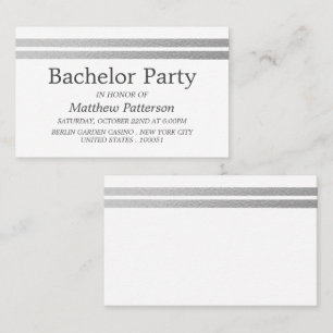 Tarjeta De Visita Relieve metalizado plateado de moda tiras Bachelor