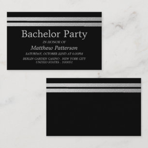 Tarjeta De Visita Relieve metalizado plateado de moda tiras Bachelor