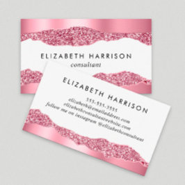 Tarjeta De Visita Relieve metalizado Purpurina rosa elegante