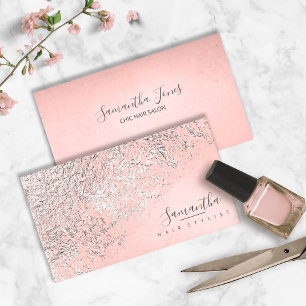 Tarjeta De Visita Relieve metalizado Resumen Rosa Plata Gold ID775