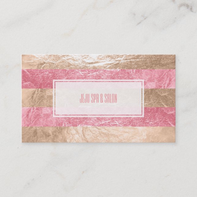 Tarjeta De Visita Relieve metalizado rosa falso de PixDezines (Anverso)