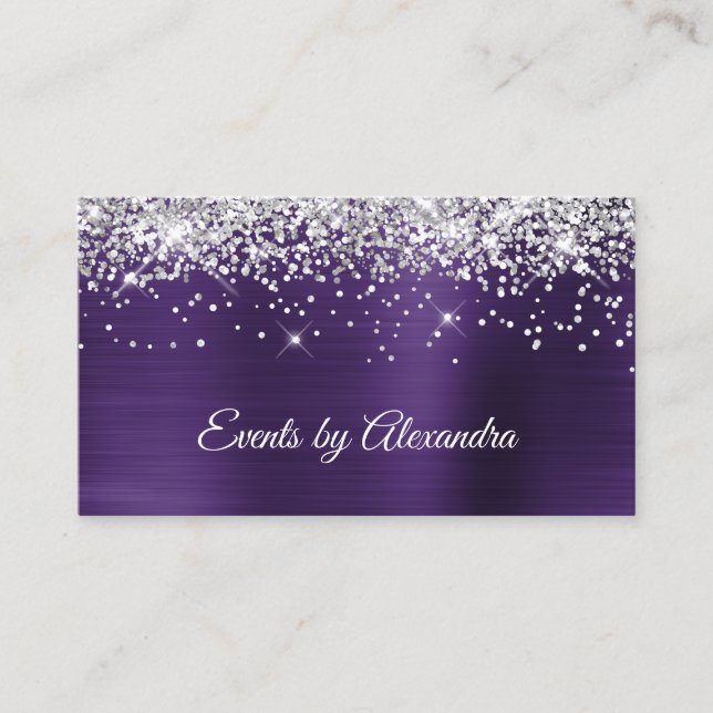 Tarjeta De Visita Relieve metalizado satinado violeta oscuro Purpuri (Anverso)