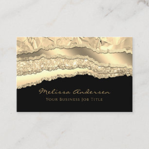 Tarjeta De Visita Relieve metalizado Torn Edges de Lujo Gold Glam Pu