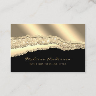 Tarjeta De Visita Relieve metalizado Torn Edges de Lujo Gold Glam Pu