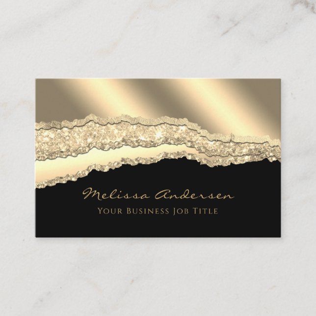 Tarjeta De Visita Relieve metalizado Torn Edges de Lujo Gold Glam Pu (Anverso)