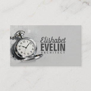 Tarjeta De Visita Reloj de bolsillo plateado pictórico g543