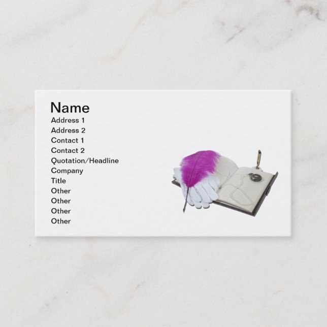 Tarjeta De Visita Reloj de los guantes de la pluma del libro (Anverso)