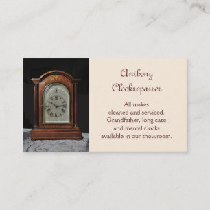 Tarjeta De Visita Reloj de madera antiguo de la chimenea