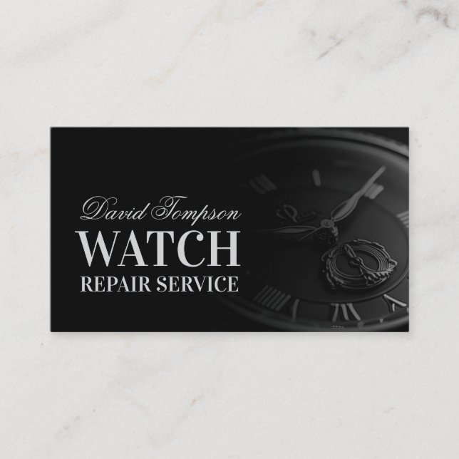 Tarjeta De Visita Reloj del servicio de reparación de relojes Sólido (Anverso)
