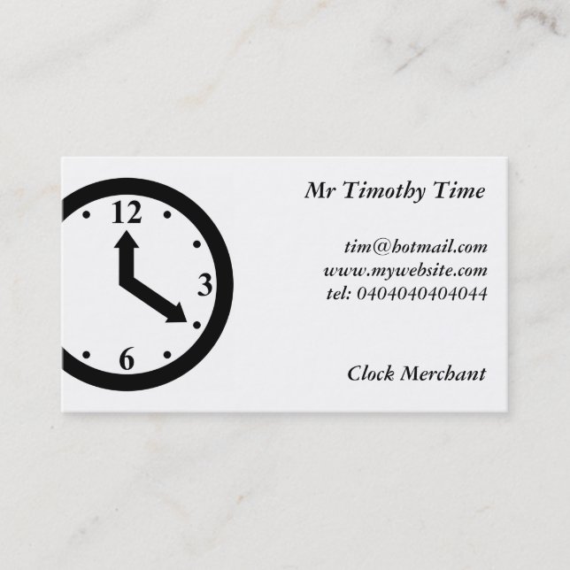 Tarjeta De Visita Reloj negro (Anverso)