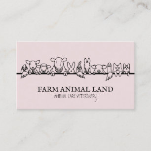 Tarjeta De Visita Reloj veterinario de granja animal rosa