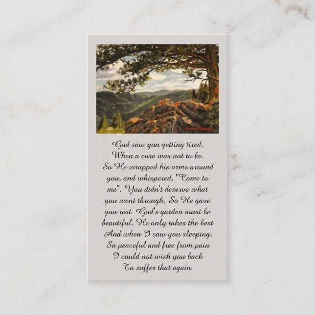 Tarjeta De Visita Remembrance Green Orange Blue Sympathy Card (Anverso)