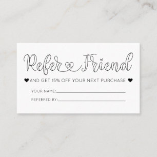 Tarjeta De Visita Remisión a la tipografía del corazón blanco simple