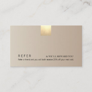 Tarjeta De Visita Remisión elegante de acento dorado estilo beige m