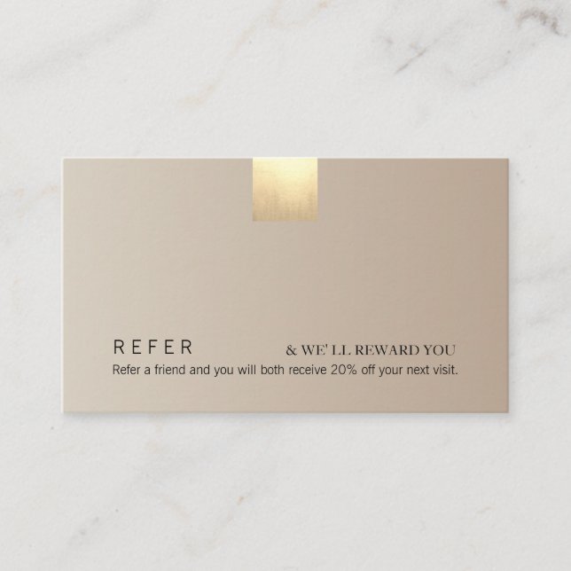 Tarjeta De Visita Remisión elegante de acento dorado estilo beige mo (Anverso)