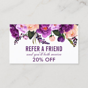 Tarjeta De Visita Remisión floral ultravioleta púrpura elegante