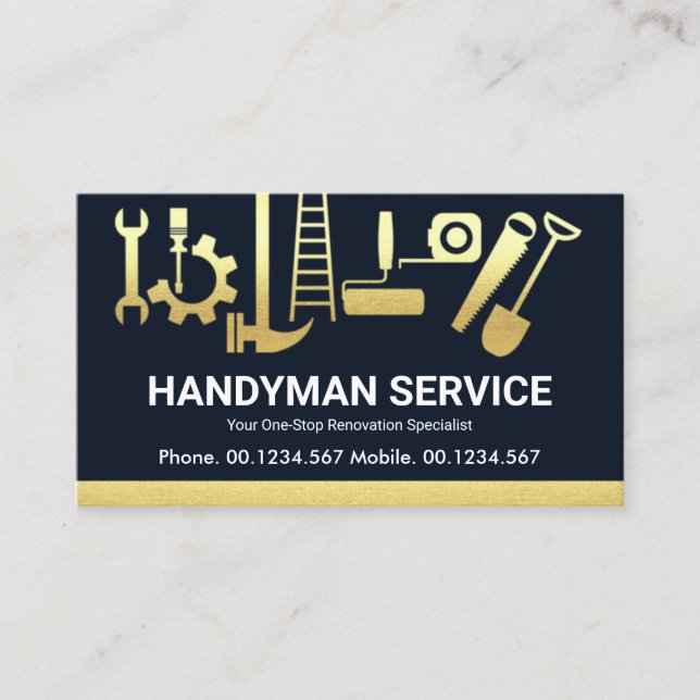 Tarjeta De Visita Remodelación del hogar de las herramientas de cons (Anverso)
